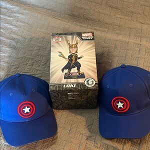 Marvel Loki Figure with Blue Captain America Cub Hats